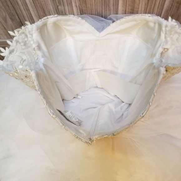 BHLDN Carrafina Full Tulle Ballgown White Wedding Dress Cathedral Veils - Picture 12 of 16